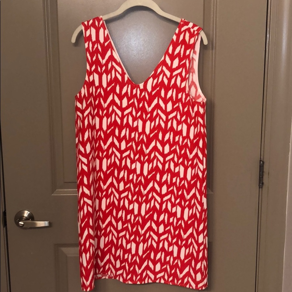 impeccable pig orange and white patterned dress